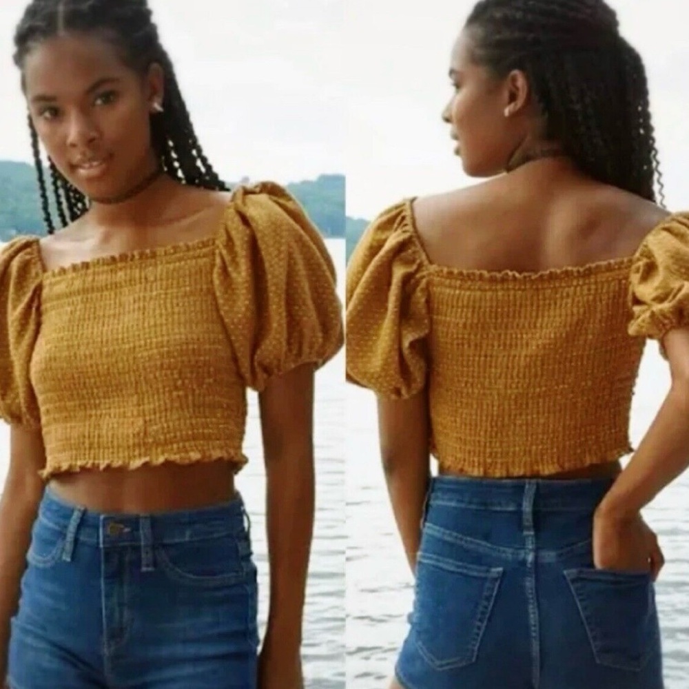 Wild‎ Fable Smocked Puff Sleeves Crop Top medium